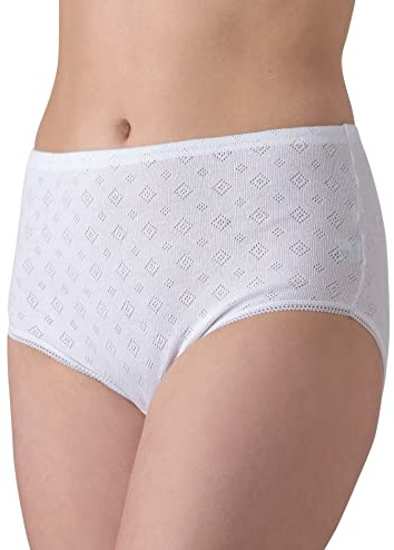 Lot de 6 Culottes Femme Classiques avec Motif Perforé en Coton Taille Haute avec Bordure et Dentelle, Respirant et Confortable, Personnes âgées, Coupe Haute, Grandes Tailles