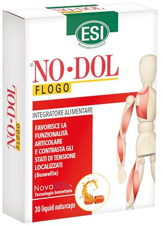 ESI - No-Dol Flogo, Integratore Alimentare a Base di Curcuma e Boswellia, Favorisce la Funzionalità Articolare e Contrasta Tensioni Localizzate, Senza Glutine, 30 Naturcaps Liquide