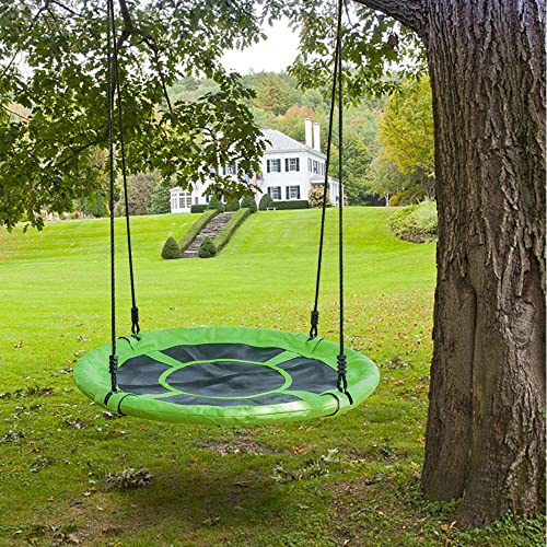 Balançoire nid d'oiseau, Balancoire Exterieur Balançoire Enfants, Diamètre 100 cm à Suspendre Ajustable, Hauteur Réglable 85-150 cm, Pas de décoloration (Vert)