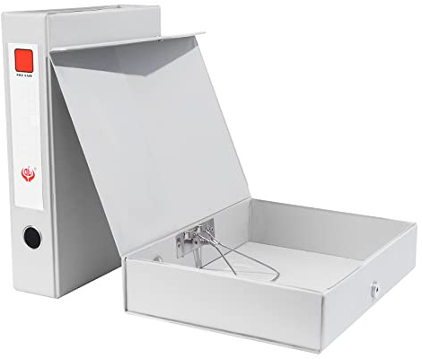 Hotyin Box File, A4 Box Files with Document Clip, 68mm Spine, File Storage Organizer with Magnetic Closure for Office Home School, Pack of 2/ Gray