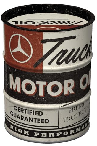 Nostalgic-Art Salvadanai retrò, 600 ml, Daimler Truck – Motor Oil – Idee regalo per amanti degli accessori per auto, salvadanaio in metallo, design vintage