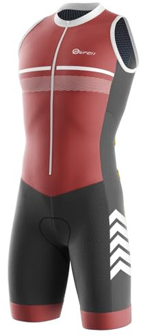 Triathlon Anzug Herren - Einteiliges Radtrikot - Trisuit Einteiler – Triathlonanzug - Triathlon Einteiler Kurz - 3Taschen für Wettkampf Run, Cycle, Swim,Bequeme (F,XX-Large)