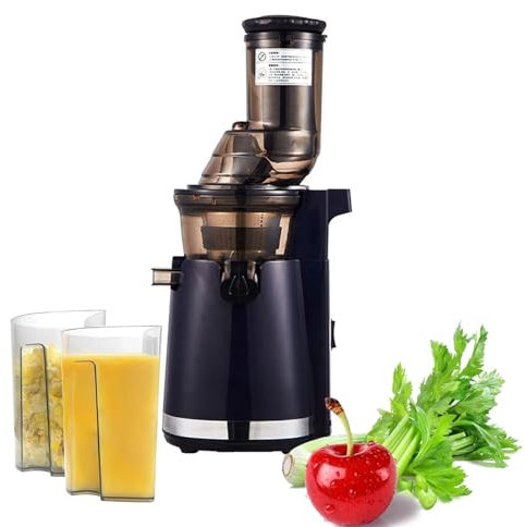250W juicepressare, storkalibrig juicepress, långsam juicepress, kallpressad slowjuicer, juicemaskin med högt juiceutbyte, kompakt centrifugaljuicer Anti-dropp, elektriska juicepressar blue
