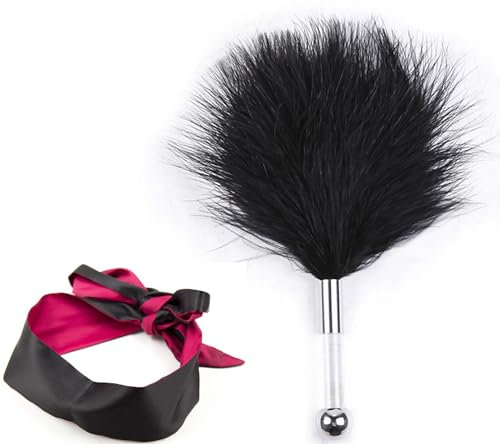 Bondage Set Federkitzler Streichelfreund, Deluxe Federkitzler Liebes Massage mit Augenmaske Augenbinde BDSM Fetisch Sex Spielzeug