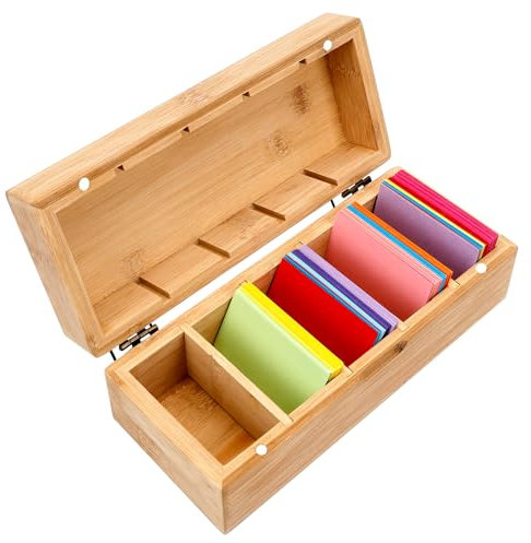 Dadabig A8 Karten Aufbewahrungsbox, 22.5 * 9.5 * 8cm Karteibox mit 5 Fächer Lernkarteibox Karten Organizer mit Deckel Karteikasten für 800 Karten für Lernen Notizen Schul(Keine Karteikarten)