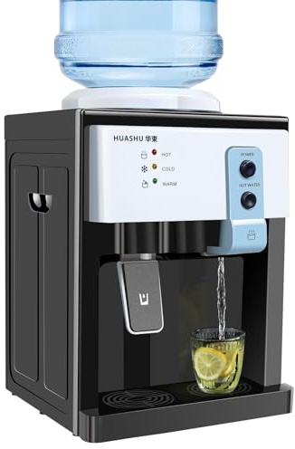 Top Loading Countertop Water Cooler Dispenser, 3 Function Hot/Cold/Warm Water Drinking Machine, Hold 1.1 to 5 Gallon Water Bottles, Countertop Water Dispenser for Home Office Dormitory