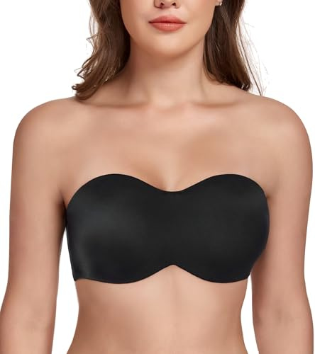 Lemorosy Soutien-Gorge Bandeau sans Bretelles Femme à Armature(Noir,95D