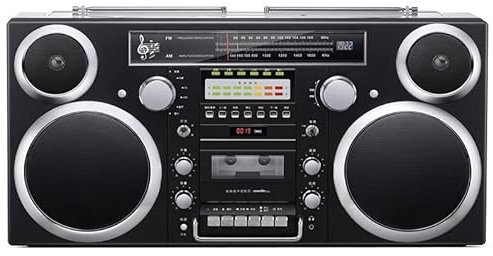 Wireless Tape Machine Boombox with Bluetooth Home Audio, CD Player, Speaker, FM Radio, USB Playback, LED Display, Portable for Home The Beach or Woods