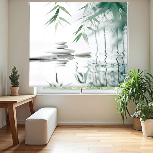 Blindecor Digital | Estor Enrollable Translúcido Estampado |Familia Zen| Modelo F-BAMBOOWATER | 110 x 180 cm (Ancho por Alto) Tamaño de la Tela 106 x 175 cm | Estores para Ventanas