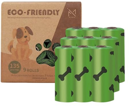 Milosc Dog Waste Bags, Extra Thick, Strong, 100% Leak-Proof Biodegradable Dog Waste Bags (135)