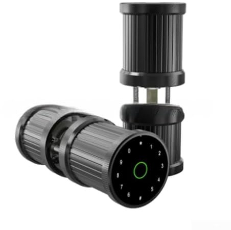 Verrou de porte à empreintes digitales, reconnaissance rapide, mot de passe et application, clé mécanique, mots de passe temporaires, batterie rechargeable USB, affichage anti-regard (noir)