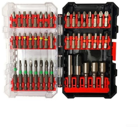 Set di 45 punte magnetiche per cacciavite con punte in lega e chiusura scorrevole sicura, con sistema di assorbimento degli urti e slot per una facile organizzazione