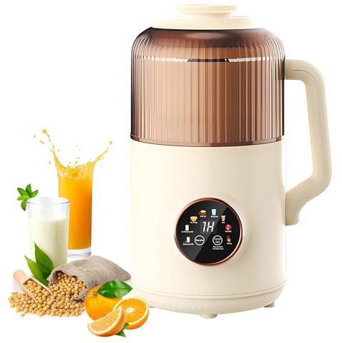 Machine à Lait Végétal 1200 ml avec Auto-Nettoyage, Idéale pour Lait d’Amande, Lait de Soja & Smoothies, Moteur Haute Performance avec Réduction du Bruit, Sans BPA avec Livre de Recettes