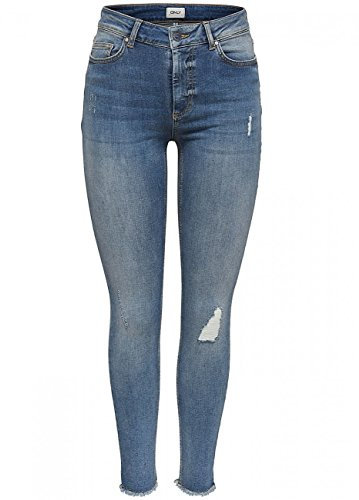 ONLY Damen Onlblush Mid Sk ANK Raw Rea333noos Jeans, Light Blue Denim, S EU