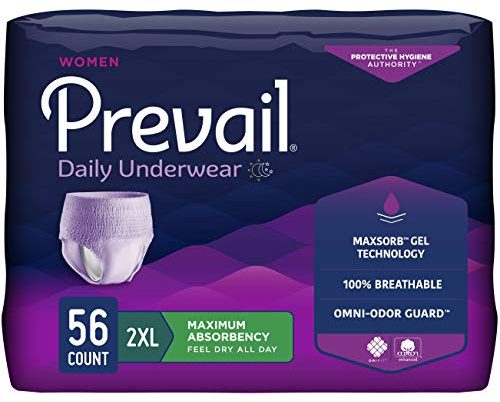 Prevail Proven | 2X-Large Pull-Up | Women's Incontinence Protective Underwear | Maximum Absorbency | 56 Count (package may vary)