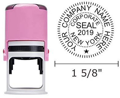 Corporate Seal Stamp, Round 1-5/8 Impression, Unique Body (Pink)