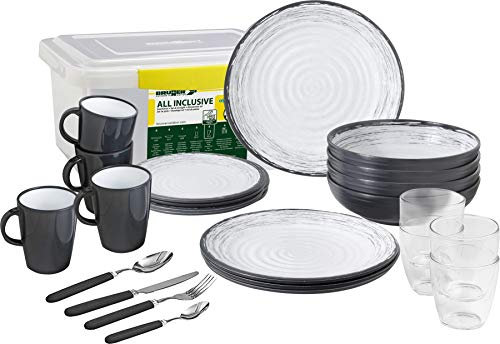 BRUNNER Camping Melamin Geschirr Campinggeschirr Granada 36tlg Antislip