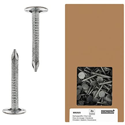 HELPMATE - Clous pour Carton Bitumé 2,8 × 30 mm Galvanisés Mécaniquement - 1 kg Type B - DIN 1160 B Petit Clou Fin