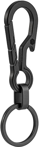 KeyUnity KM01 Clip portachiavi in titanio EDC con apribottiglie, portachiavi con moschettone a sgancio rapido per uomo (PVD nero) (medio)