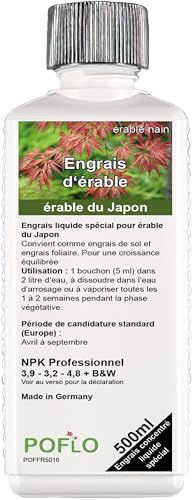 POFLO Engrais pour érable, érable du Japon, érable nain, engrais liquide, érable japonais, engrais complet HIGHTECH NPK (500ml)