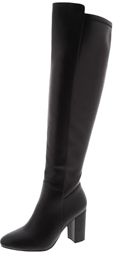 TruFox Womens Classy Fashion Knee High Block Heel Boots, Black, 8