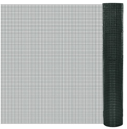 JUNZAI Recinzione in filo di pollo zincato con rivestimento in PVC, 10 x 1 m, verde, recinzione da giardino, pannello ornamentale per esterni, barriera per animali e aiuole, per patio, cortile