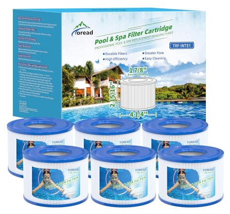 TOREAD Pack of 6 Filter Type S1 for Easy Set Pool Filter Cartridges, Intex PureSpa for 11692/29001E Spa Filter, Whirlpool, Badewanne