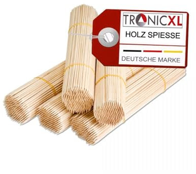 TronicXL 20.000 brochetas de madera de 110 x 3 mm, pinchos de madera para barbacoa, pinchos para barbacoa, pinchos de abedul, brochetas gastro postales B2B