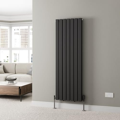 Radiant Living Designer Radiator Black Vertical Double Flat Panel Rads 1600x532mm Modern Steel Central Heating
