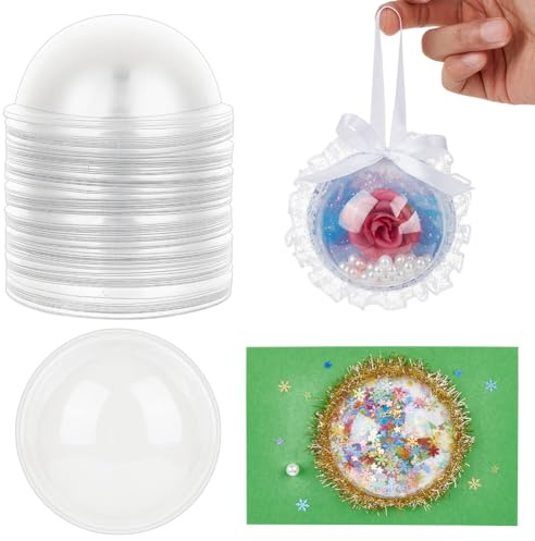 OLYCRAFT 80 Pcs 3.1 inch Half Ball Clear Candy Dome PVC Half Ball Domes Candy Holder Shaker Domes for Card Making Clear Plastic Dimensional Domes for Shaker Card Making Paper Crafting DIY Gift Box