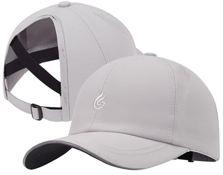 PivotWing Gorra Mujer Gorra Mujer Verano UPF50+ Running Gorras Verano Respirable Secado Rápido Gorra Baseball Cola de Caballo Senderismo Correr Deportes Al Aire Libre Gris Claro 56CM