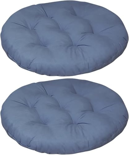 YOUGANG Set di 2 cuscini rotondi in cotone, 35 x 35 cm, imbottiti, per sedie da pranzo e cucina, antiscivolo, colore: blu navy