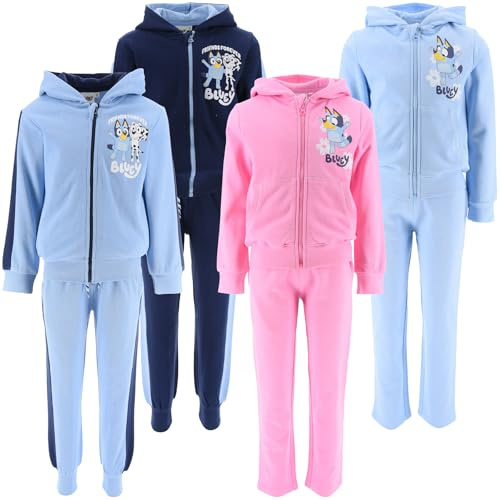BlueY - Tuta Sportiva Felpata Jogging Ginnastica Cordinata Felpa Full Print e Pantalone - Bambina Bambino [1414 Azzurro - 3 anni]