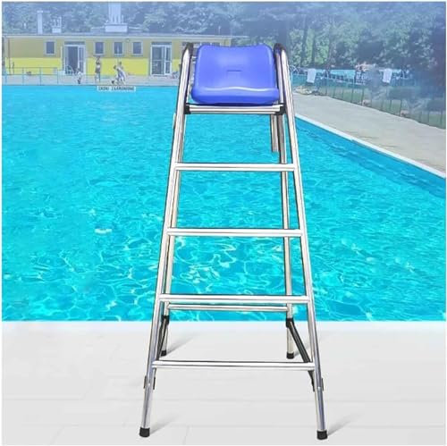 SAFWELAU Taburete alto Escalera de Seguridad Sillas del salvavidas de la cubierta de la piscina, Silla elevada con estructura de acero inoxidable para parque acuático al aire libre junto, Equipo de re