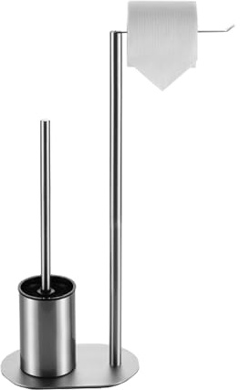 Petyoung Piantana Portarotolo e Scopino Spazzolato,Set Porta Carta Igienica in Acciaio Inox, Porta Carta Igienica e Scopino da Terra