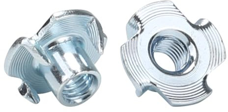 HO2NLE 60 Stück Einschlagmutter M5 x 8mm mit 4 Einschlagspitzen Schlagmuttern Kohlenstoffstahl Nüsse für Möbel, Holzbearbeitung, Handwerker Sortiment Schrauben Kits