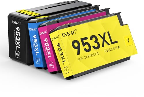 INK4U 953XL Cartuchos de Tinta, Alta Capacidad Compatible con HP 953XL 953 Cartucho para HP Officejet Pro 8710 8715 8740 8720 8718 7730 8728 8719 7740 7720 8730 8725 8210 8218 Impresoras (4 Pack)