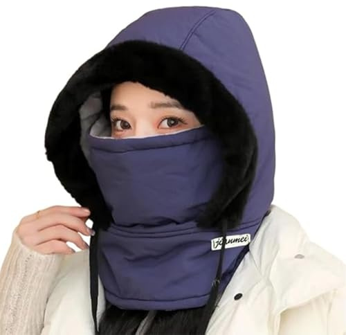 Ysaca Cappello Termico Foderato in Peluche Ispessito con Maschera per il Viso per Uomo e Donna, Passamontagna in Pile Caldo Invernale 3-in-1, Cappello da Sci Antivento e Sciarpa per Tempo Freddo per