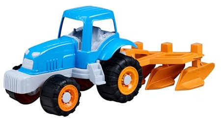 Simba Traktor med plog – sandleksak för småbarn, avtagbar släpvagn, fordon för sandlåda och strand, plast, 43 cm, från 0 år