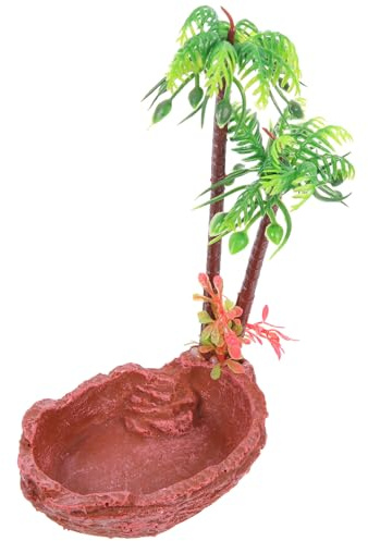 Lurrose Bol Eau et Nourriture pour Reptiles Résine Accessoire Tortue et Lézard Mangeoire Pratique et Décorative pour Terrarium
