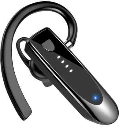 Atheewon Manos Libres Auricular Bluetooth V5.4 con Doble Micrófono, Reducción de Ruido ENC y CVC8.0, 25H de Conversación, 180H en Espera, Manos Libres Oreja para Conducir, Negocios y Oficina, Negro