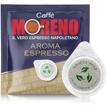 CAFFE' MORENO - 450 capsules de café compostables, compatibles avec cafetière à dosettes système ESE44 mm, goût fort et corporel, capsules de 7 g, arôme expresso bar