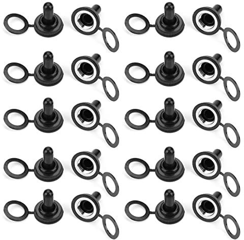 Toggle Switch Waterproof Cap, 20Pcs 12mm Waterproof Toggle Switch Rubber Cap Boot Cover, Rubber Mini Toggle Switch Waterproof Cover Boot Cap for Electrical Switches, Black