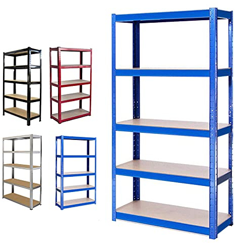 AUTOFU 5 Stöckiges Schwerlastregal Regal, Lagerregal Garagenregal, Metallregal Blau - 180cm x 90cm x 40cm