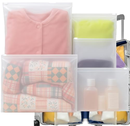 Sacchetti da Viaggio Impermeabili con Zip, 32 Pezzi, Borsa Organizer Multifunzione per Vestiti, Scarpe, Cosmetici e Accessori Neonato - Trasparenti, Riutilizzabili e Resigillabili