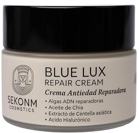 Sekonm - Crema Antiarrugas Mujer | Crema de Cara Mujer con Centella Asiática, Ácido Hialurónico, Algas reparadoras y Aceite de Chía | Reafirmante Facial Antiedad | 98.5% Cosmetica Natural y Vegana