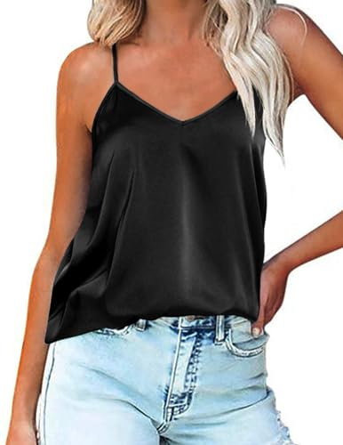 Ekouaer Corpetti e Canottiere da Donna in Raso Spalline Sottili Regolabili Senza Maniche Cami Camisole Scollo a V Tank Shirt Basic S-XXL | Spalline sottili regolabili, scollo a V, senza maniche, basic, versatile