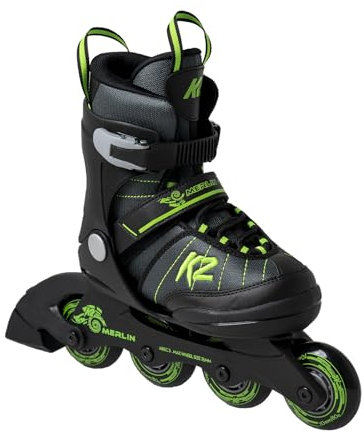 K2 Skates Inline Skates Merlin JR Boys Jungen Inline Skates — Black - Anthracite - Lemon — 30H0701