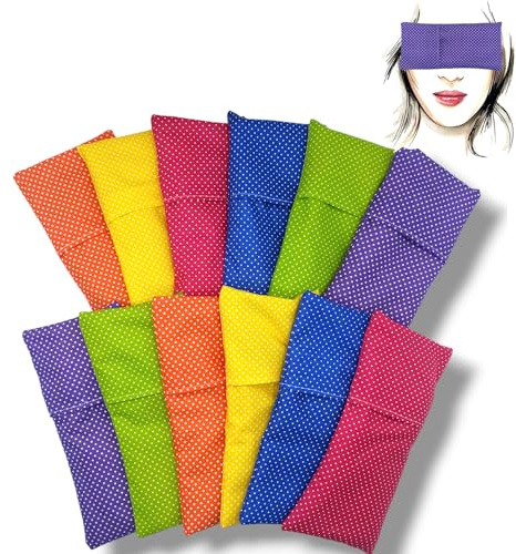 Cuscino per gli occhi Pack 12 - colours (contiene 12 interni e 12 fodere lavabili) | Semi di lavanda e riso | Yoga, Meditazione, rilassamento, riposo oculare.