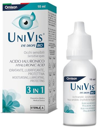 Univis Bio 3in1 - Collirio Sterile Idratante, Lubrificante, Protettivo. Con Acido ialuronico - 10 ml